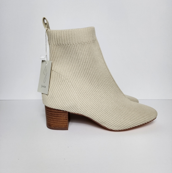 Joie Shoes - Joie Neely Stretch Glove Bootie Womens 7.5M Cream Pull On Heeled Almond …